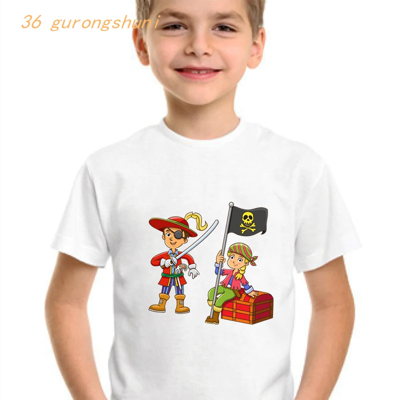 Cartoon t-shirt per bambini per ragazzi abbigliamento per bambini abbigliamento per bambina maglietta per bambini ragazze kawaii skull Pirate Parrot