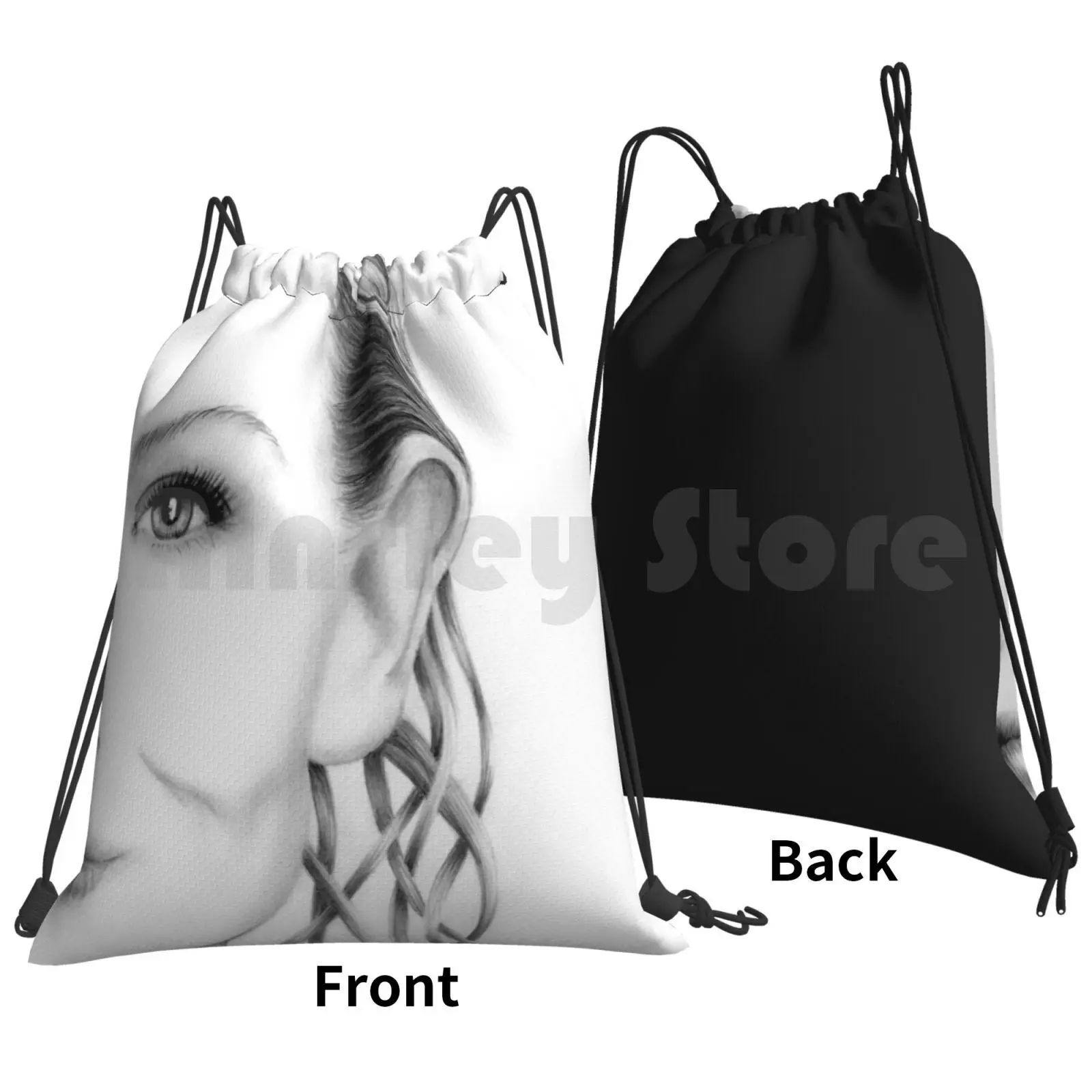 Cate Blanchett Pencil Portrait Backpack Drawstring Bags Gym Bag Waterproof Pencil Portrait Cate Blanchett Movies Actors