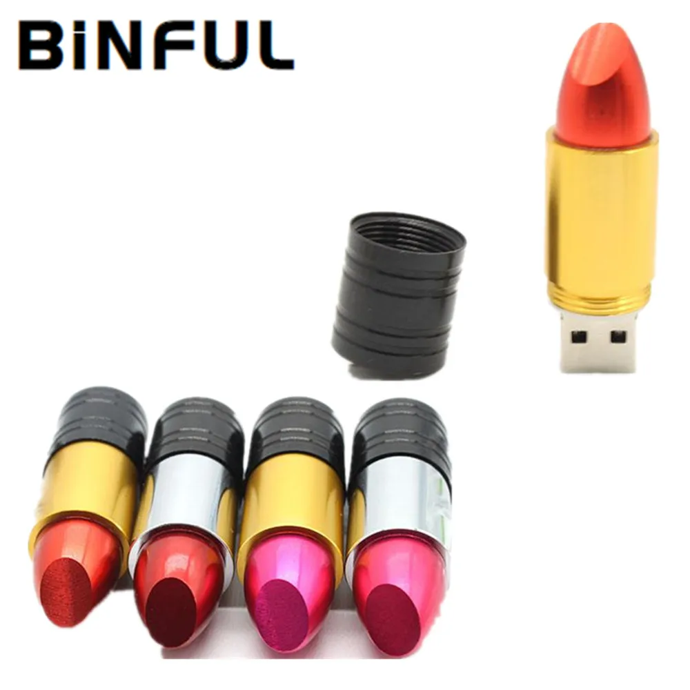 BiNFUL Usb Flash Drive Women Lipstick Pendrive Metal Flash Disk 4GB 8GB 16GB 32GB 64GB 128GB Pendrive 256GB Flash Memory Card