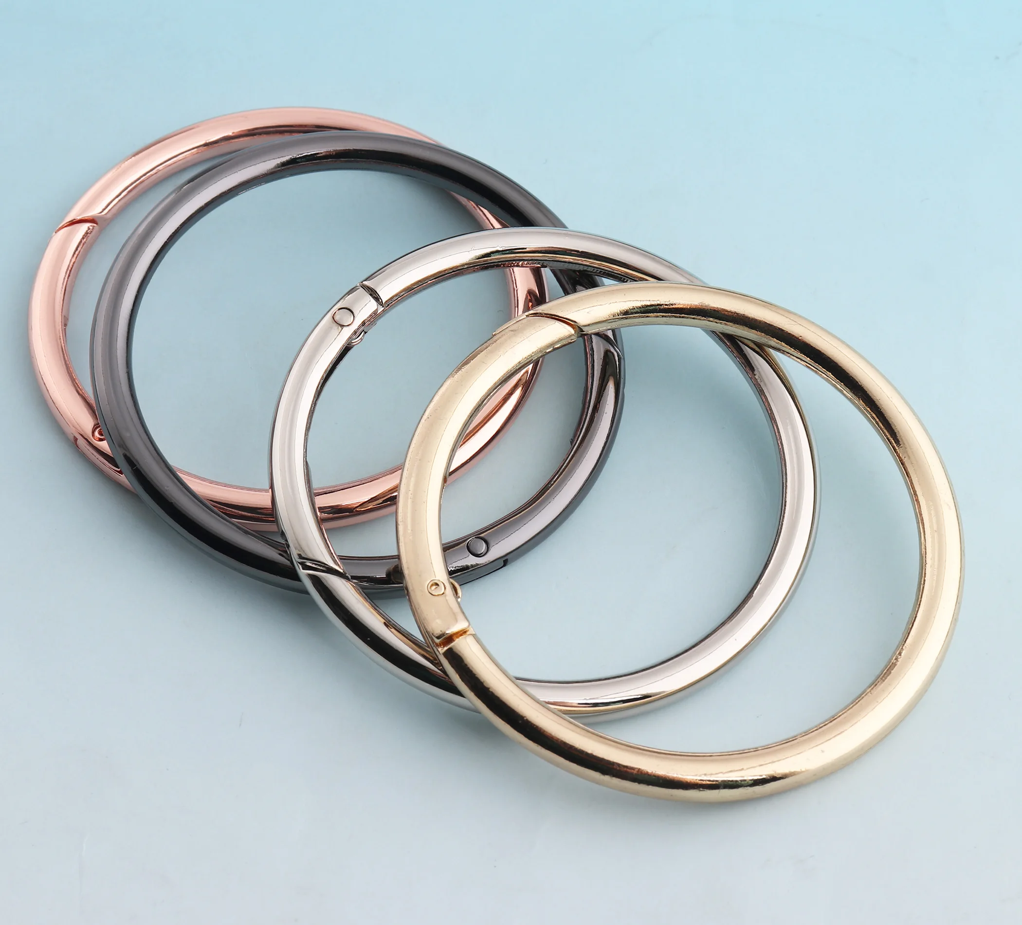 Spring Clasp Round Snap Hook 62mm Large Metal Snap hook Webbing Hook Rose gold Push Gate hook Bag hardware