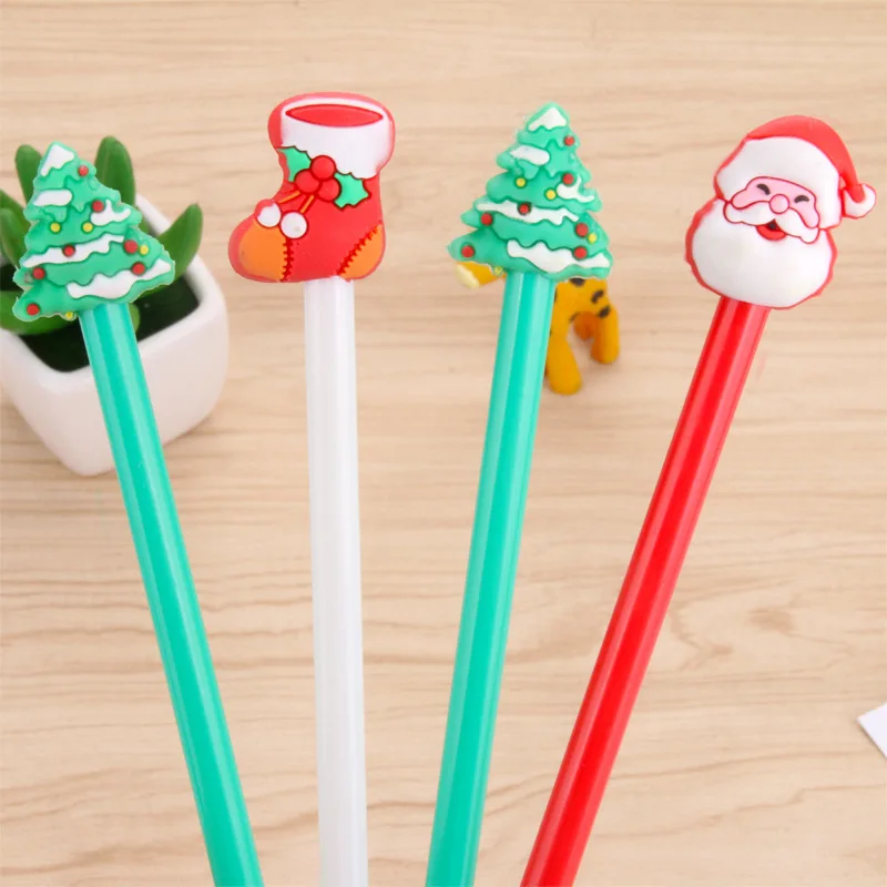 Stylos à Gel créatifs, 50 pièces, dessin animé, père noël neutre, arbre de noël, papeterie cadeaux de noël pour étudiants