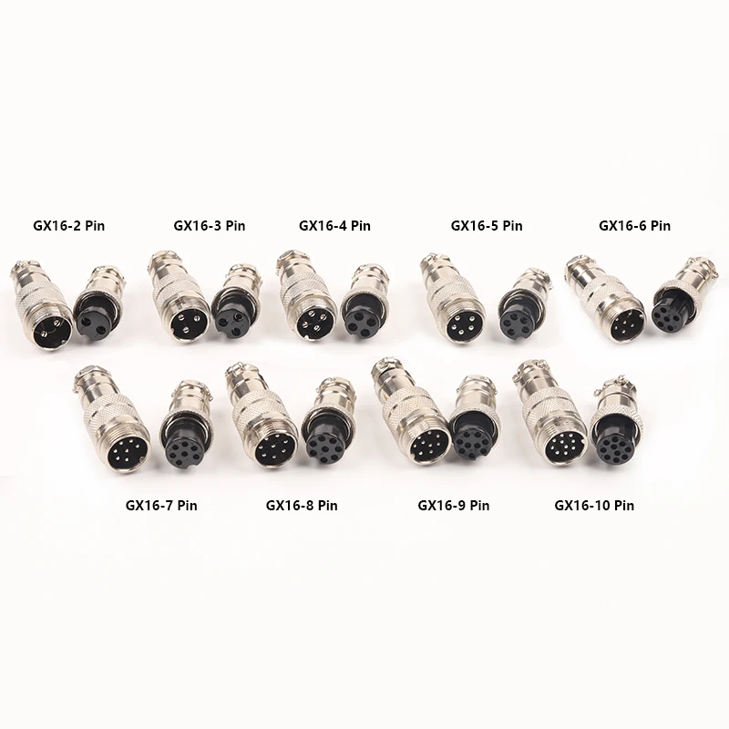 1 set GX16 butt Wire connector 2/3/4/5/6/7/8/9/10 Pin Male & Female 16mm Aviation Socket Plug Wire Panel Docking Connectors