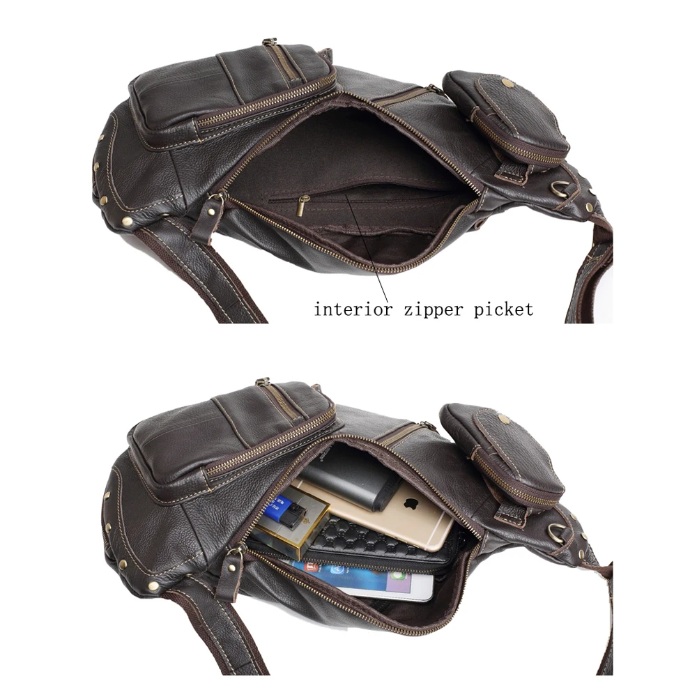 Genuine Leather Men Bag Casual Chest Bag Messenger Bags Sling Crossbody Bags for Men Chest Pack male Travel Bags