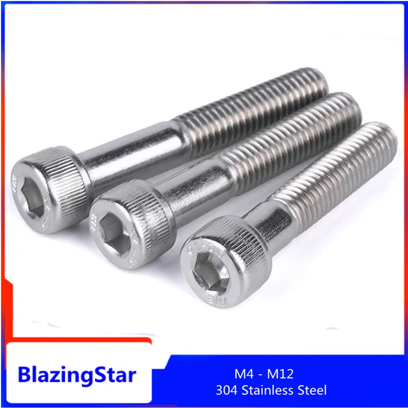 

M4 M5 M6 M8 M10 M12 304 Stainless Steel Hexagon Socket Head Cap Screw Tapping Screw Hexagon Bolt L =30-120MM