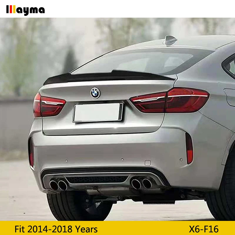 PSM style carbon fiber rear trunk spoiler lip For BMW X6 28i 35i xDrive 2014 2015 2016 2017 2018 F16 CF styling spoiler wing