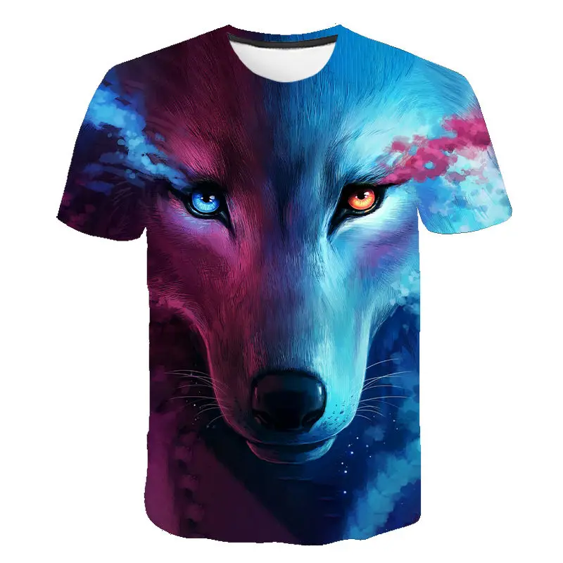 Sommer T Shirt Männer Frauen Streetwear Kurzarm T-shirts Tops Lustige Tier Casual Wolf 3D Druck T-shirt Kinder Junge Mädchen T-shirt