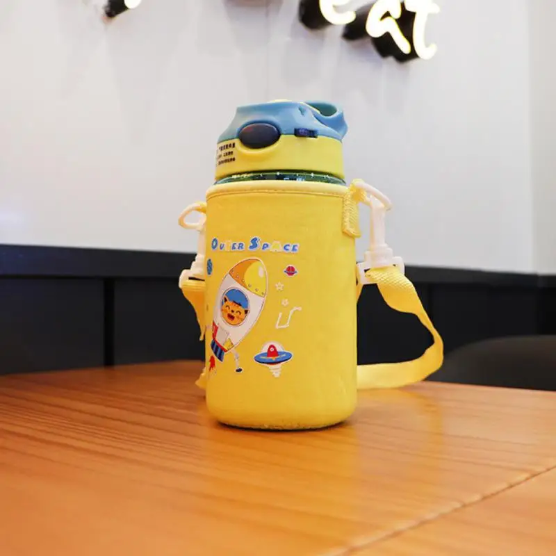 480ml Duckbill Straw Cup With Lock, Children's Drop-proof And Leak-proof Plastic Water Bottle, Cute Cartoon Water Cup For Girls