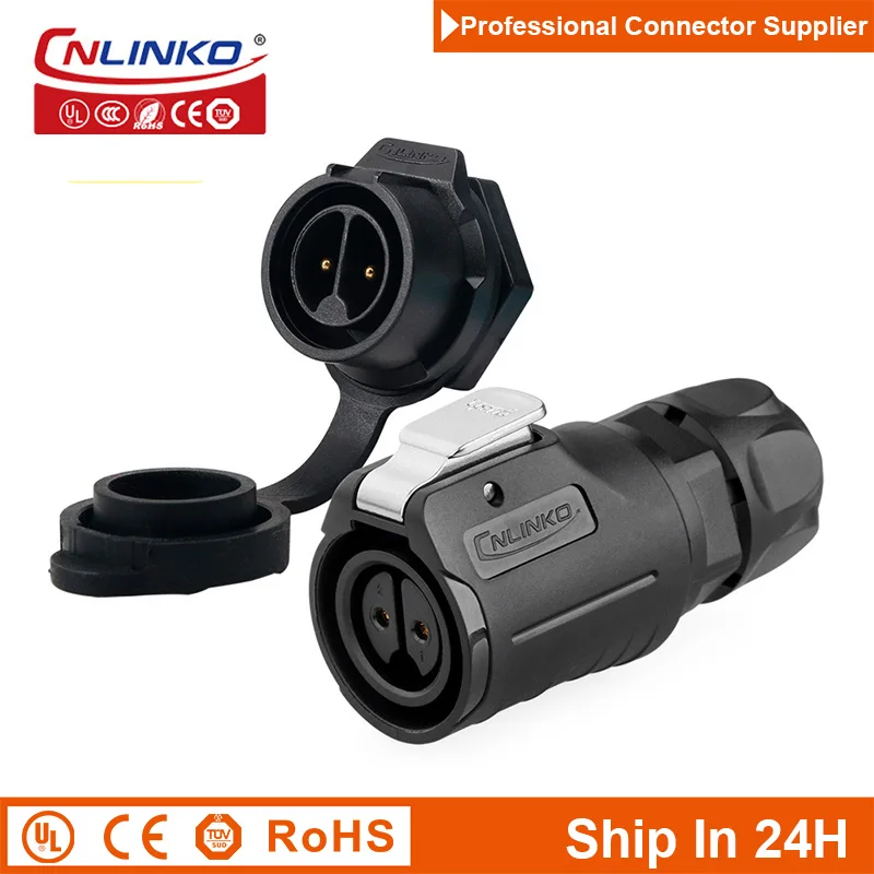 Cnlinko LP16 Plastic M16 2pin Waterproof Cable Connector Plug Socket Joint Wire Adapter for LED Display Screen Aviation Industry