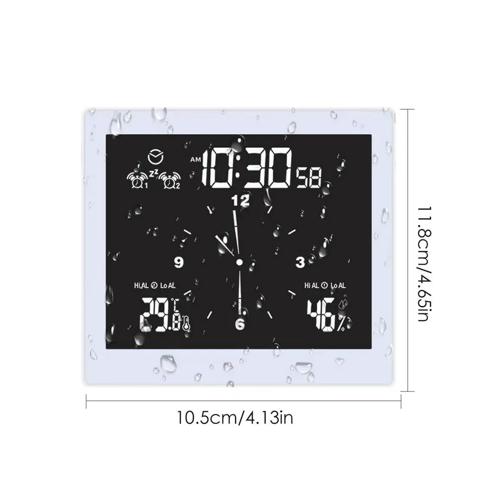 Digital Clock Waterproof Bathroom Wall Clock Shower Suction Wall Stand Alarm Timer Temperature Humidity Alarm Meter