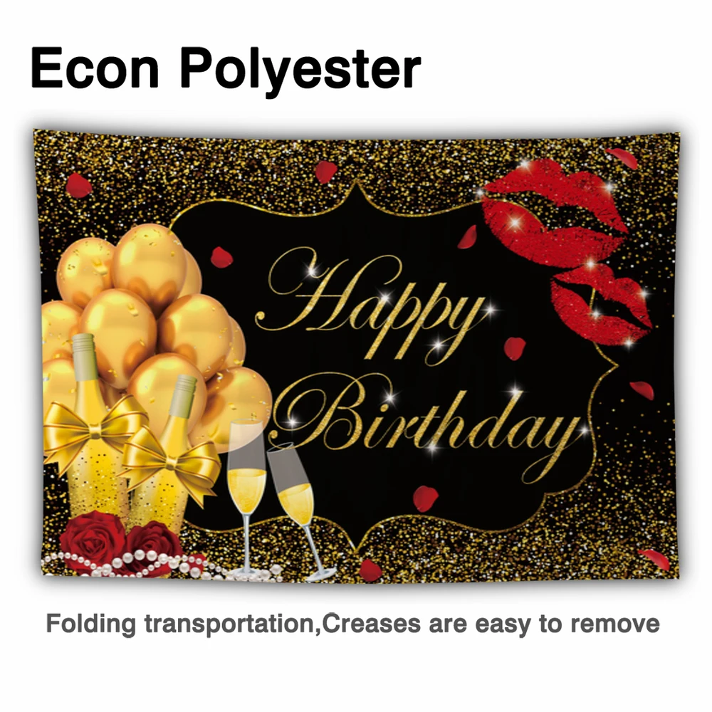 Allenjoy عيد ميلاد سعيد خلفية حفل زفاف الشمبانيا الاحتفال بالون أسود ذهبي بريق خوخه خلفية تبادل لاطلاق النار الصورة