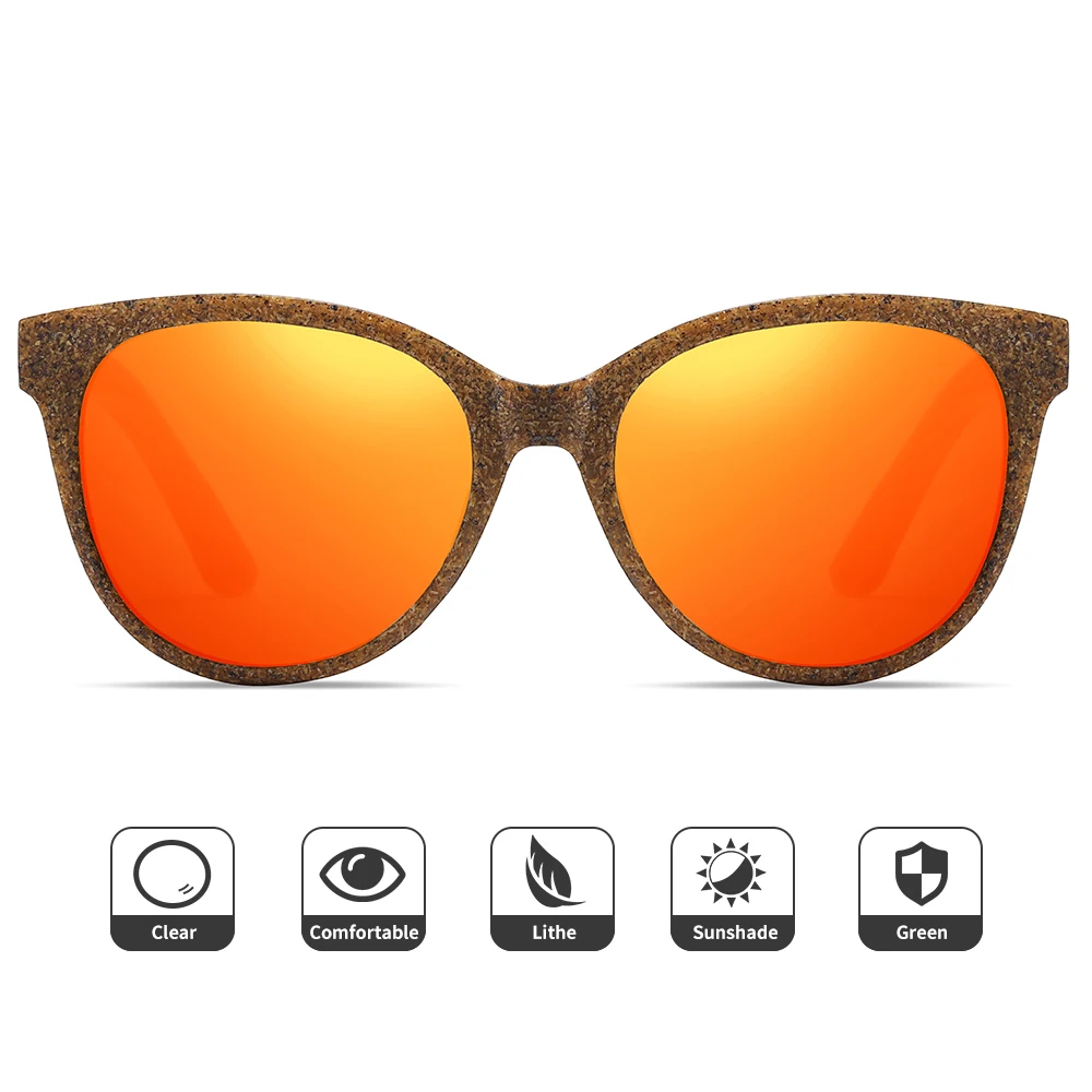 XSW New Arrival Fashion Sunglasses Coffee glasses  Women Vintage Wooden Mirror Classic Vintage Suitable For Small Face UV400