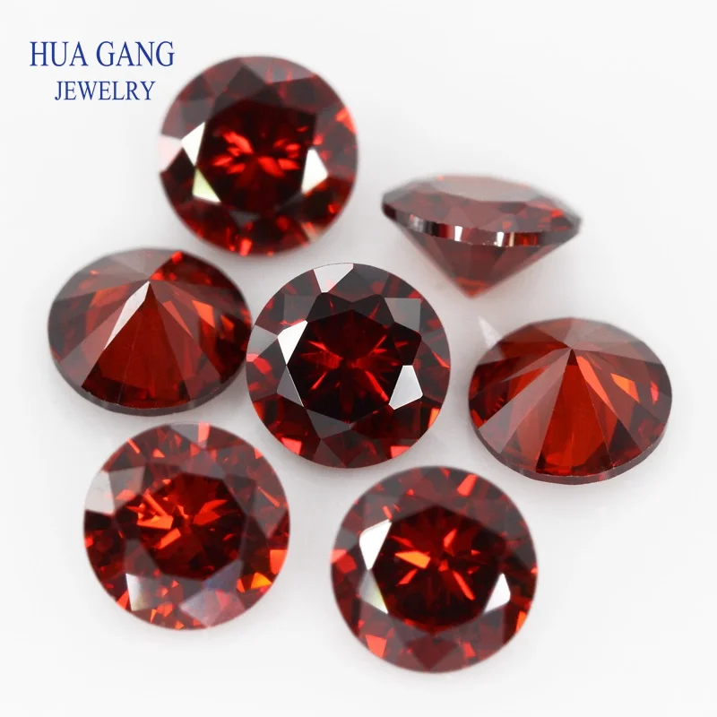 Deep Garnet 4~16mm Cubic Zirconia Round Shape Loose 5A CZ Stone Brilliant Cut Synthetic Gems For Jewelry Making