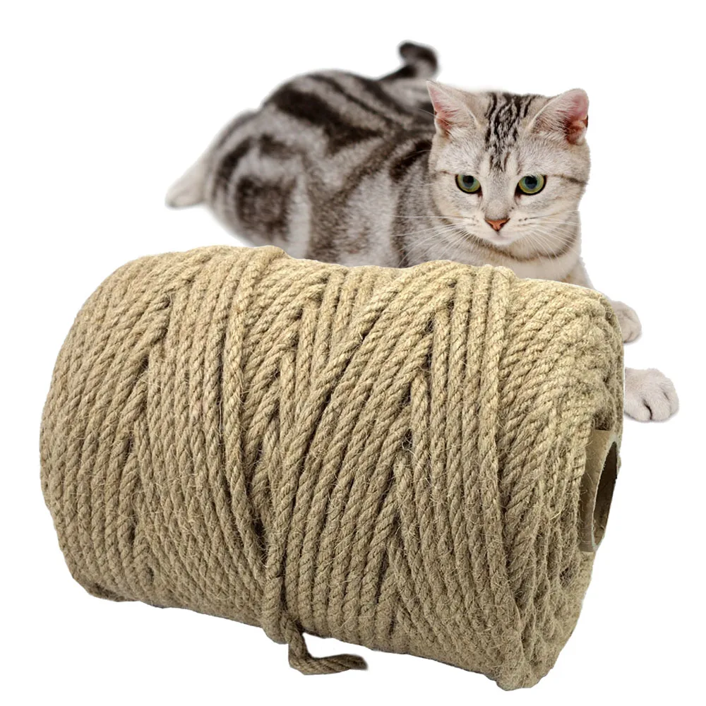 Natural Hemp Rope Cat Tree House DIY Cat Scratcher Rope Climbing Frame Replacement Binding Twine Rope For Cat Sharpen Claw