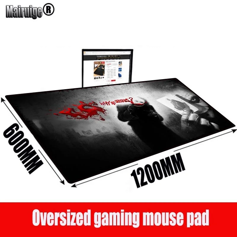 MRGBEST Funny Joker Extra Large Mouse Pad Computer Gaming Waterproof Rubber Padmouse with Locking Edge Gamer Mat XXL 120X60CM