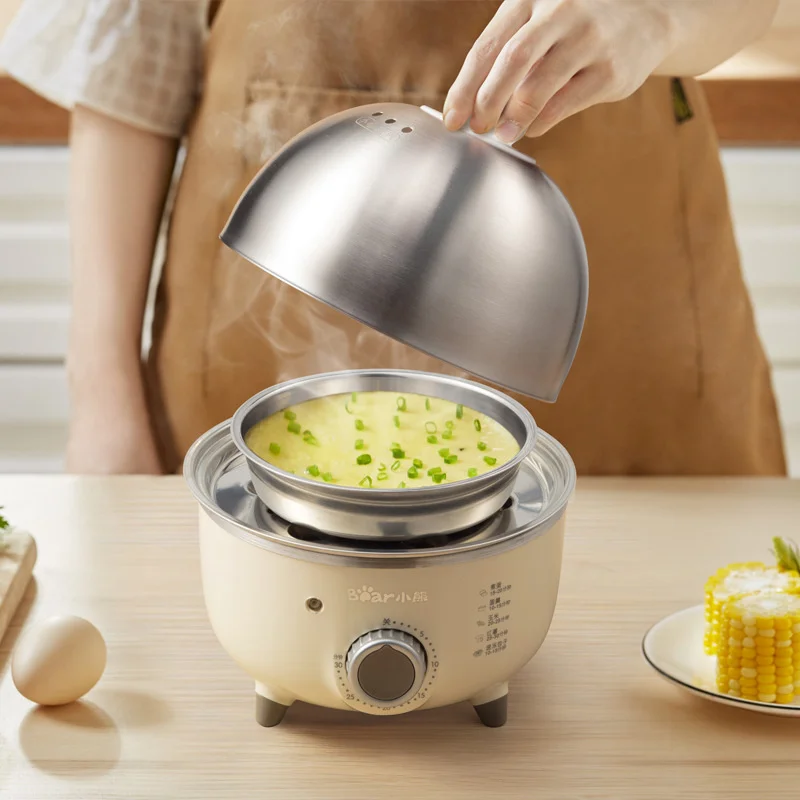 Bear-Mini cuiseur à vapeur électrique domestique avec minuterie, appareil de cuisson automatique pour la crème anglaise et les œufs