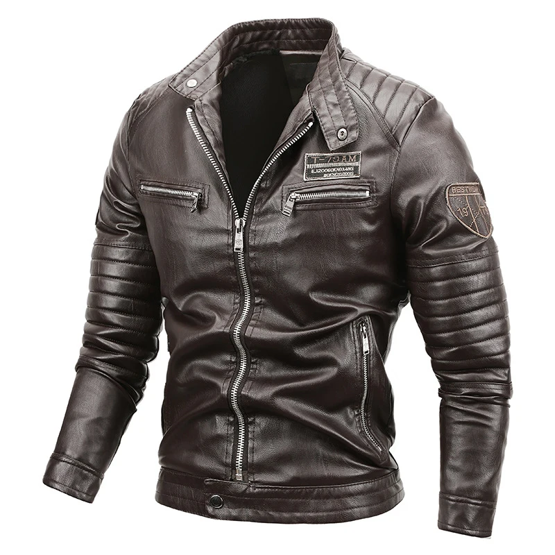 Maxulla Winter Men\'s PU Jackets Casual Man Warm Motorcycle Leather Jacket Male Slim Fit Windbreaker Biker Leather Coats Clothing