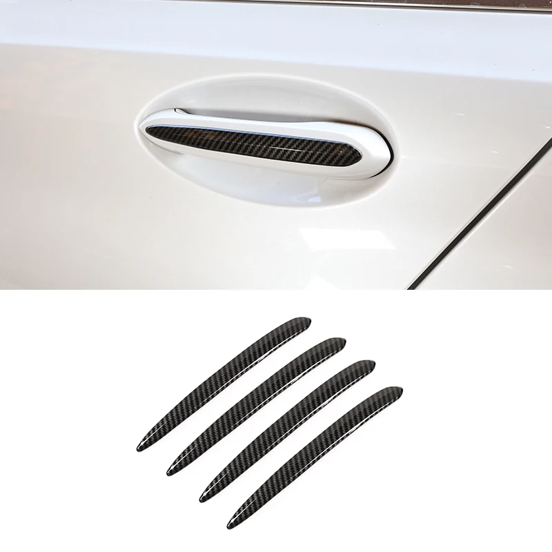 

4pcs For BMW 5 Series G30 530li 2018 Car Accessories Carbon Fiber ABS Car Door Handle Trim Strips Sticker