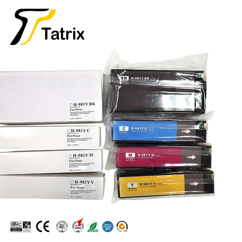 Tatrix für HP 981 981Y Premium Color kompatible Tintenpatrone für HP PageWide 556xh/dn/ MFP 586dn/f/z/MFP E58650dn/ MFP E55650