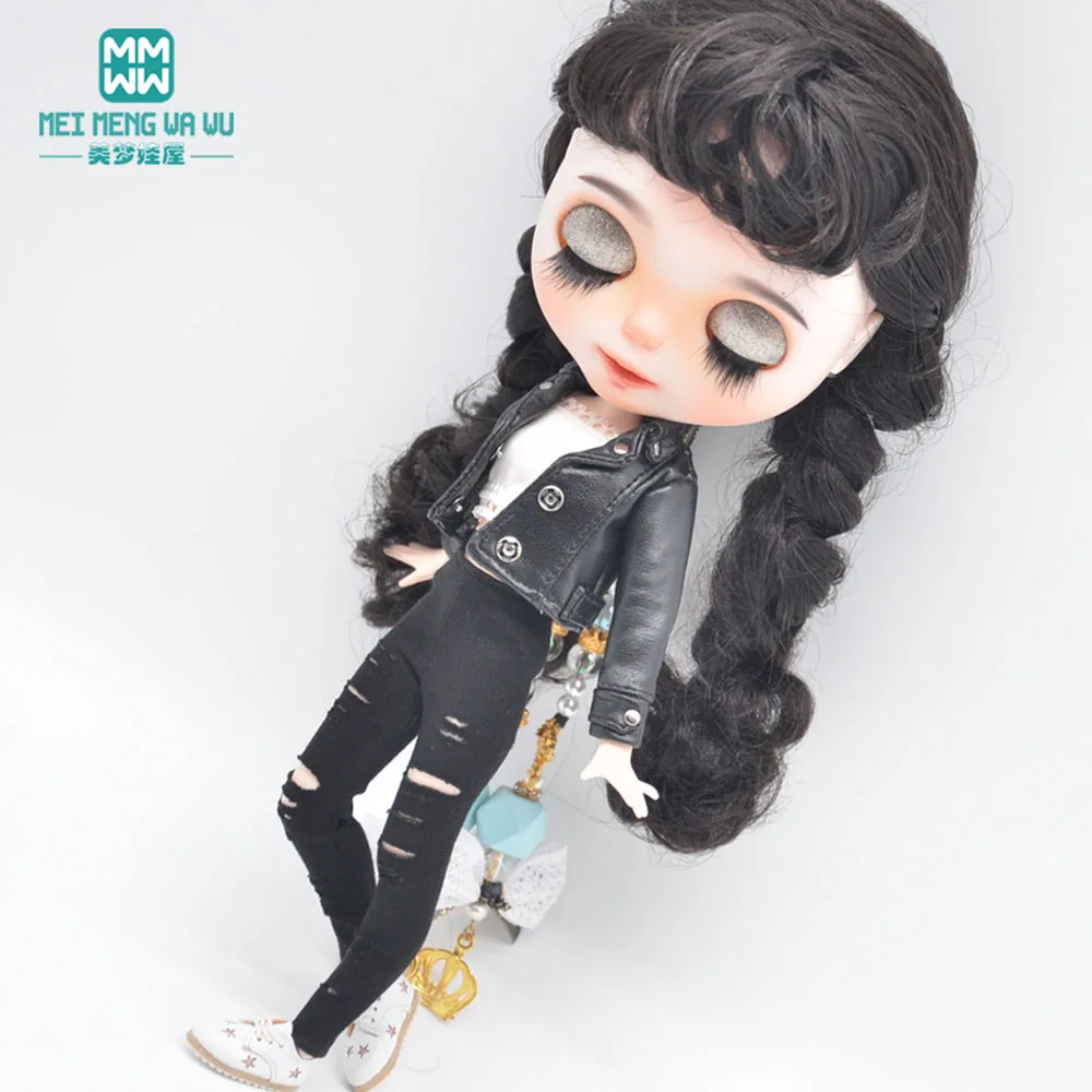 1pcs Blyth Doll Clothes Fashionable leather clothes, skirts, ripped pants for Blyth Azone OB23 OB24 1/6 doll accessories