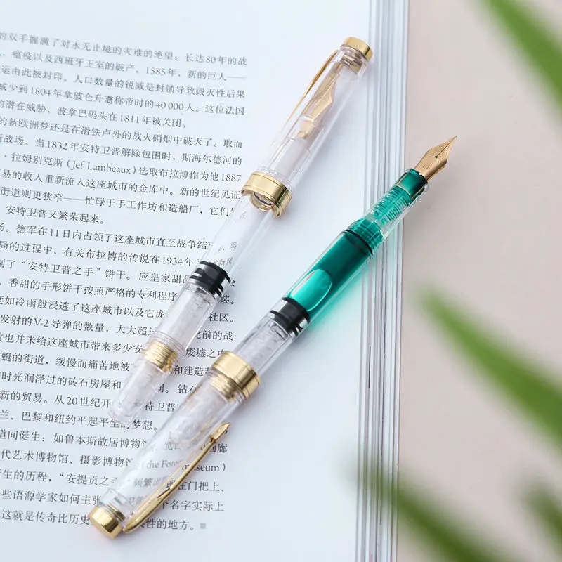 High Quality Piston Fountain Pen Classical Transparent Ink Pen Stationery Office School Supplies Writing