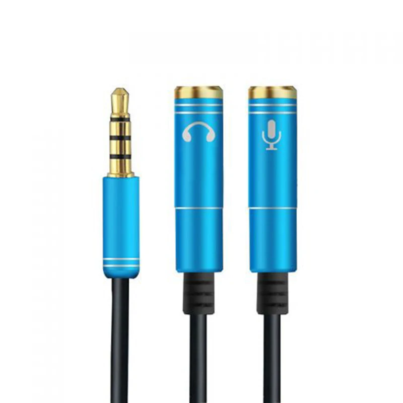 3.5mm rozdzielacz Audio przedłużenie kabla 3.5mm męski na 2 żeńskie gniazdo 3.5mm Mic Y Splitter Aux na telefon PC MP3 rozdzielacz do słuchawek