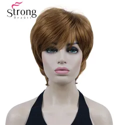 StrongBeauty Short Layered Light Auburn Thick Fluffy Full Synthetic Wig