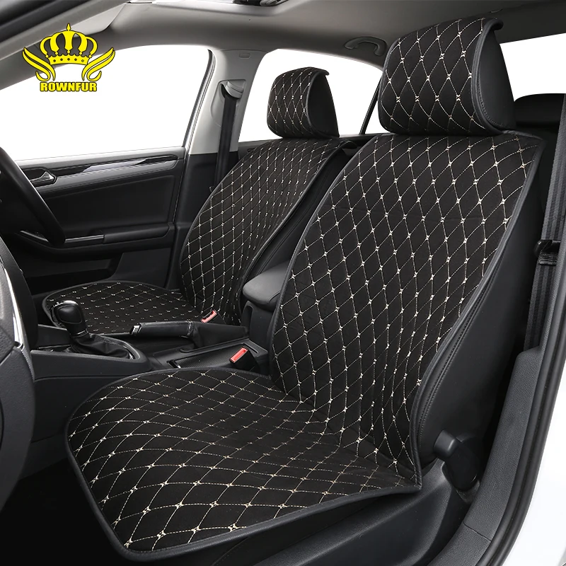 Four Season Flannel Car seat Cushion Diamond Pattern Car Interior Black Car Seat Cover Fit for Toyota Rada Kia Renault BMW