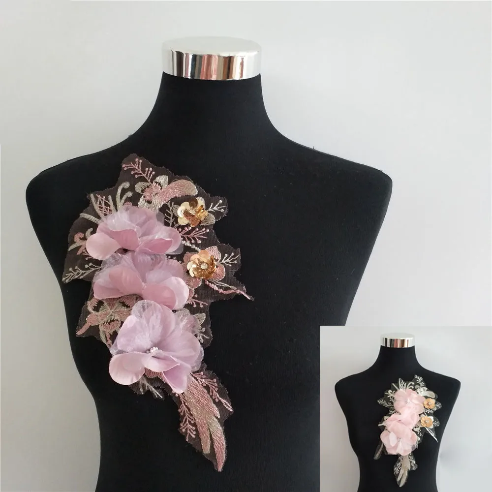 Fashion Exquisite Embroidery 3D Flower Lace Collar DIY Sewing Lace Collar Lace Fabric Decoration Dress Applique Accessories