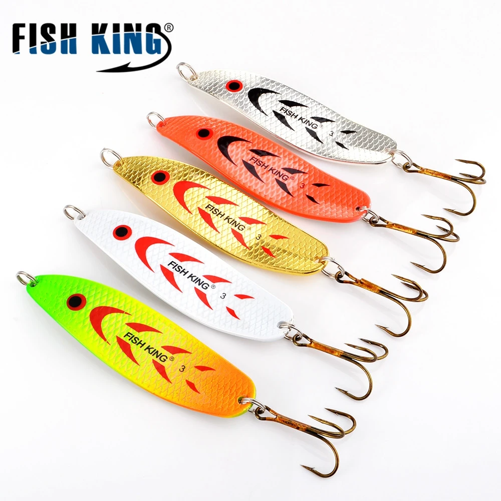 FISH KING 20-30g metalowa łyżka twarda przynęta wędkarska sztuczne woblery do trollingu pstrąg łyżka przynęta Bass Pike z kotwiczką