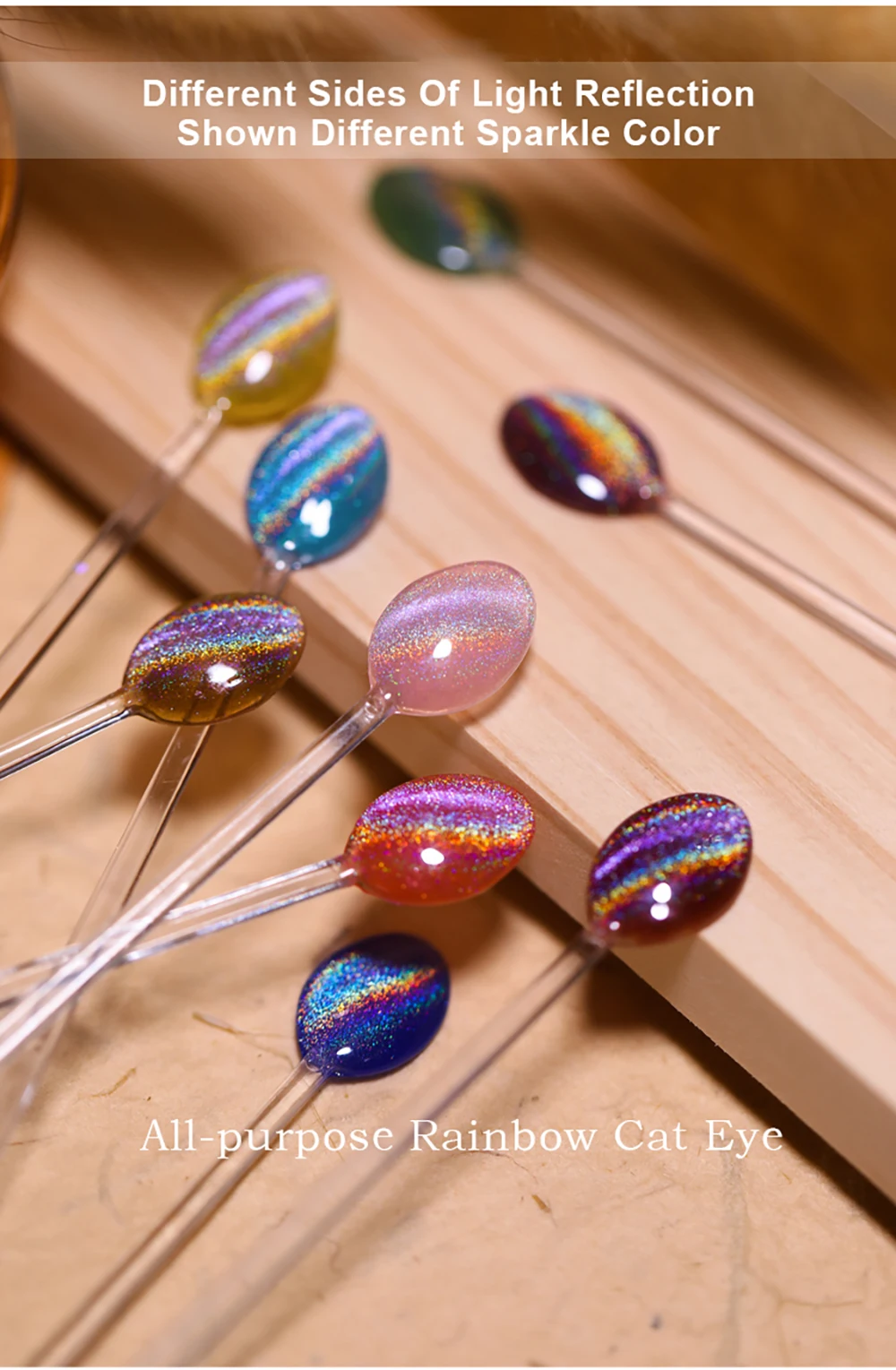 Vendeeni 15ml Universeller Regenbogen-Katzenaugen-Gel-Nagellack Laser-Glitzer Magnetischer Gel-Lack Kann mit Jeder Grundfarbe Kombiniert Werden – Detail 6