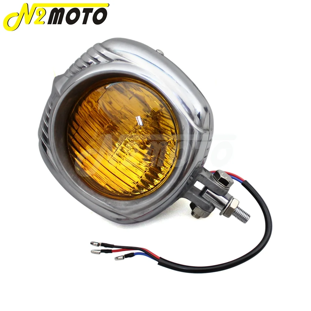 Motorcycle Vintage Headlight For Harley Honda Cafe Racer Custom Bobber Chopper Polish Sealed Beam Electroline Retro Headlight