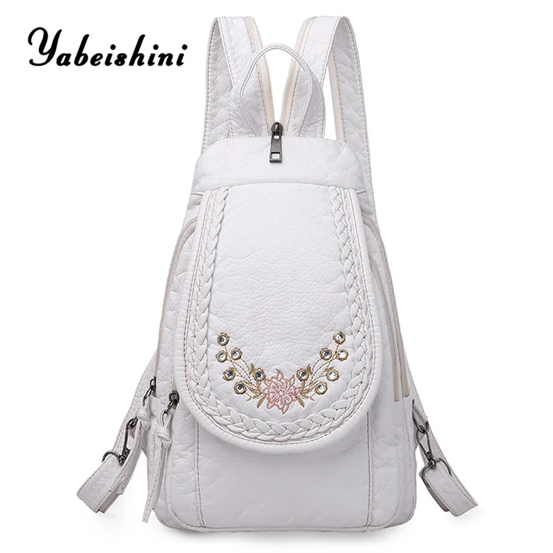 

High Quality Backpack for Women 2020 New White Leather Backpack School Bag for Teenage Girls Female Travel Backpack Mochila