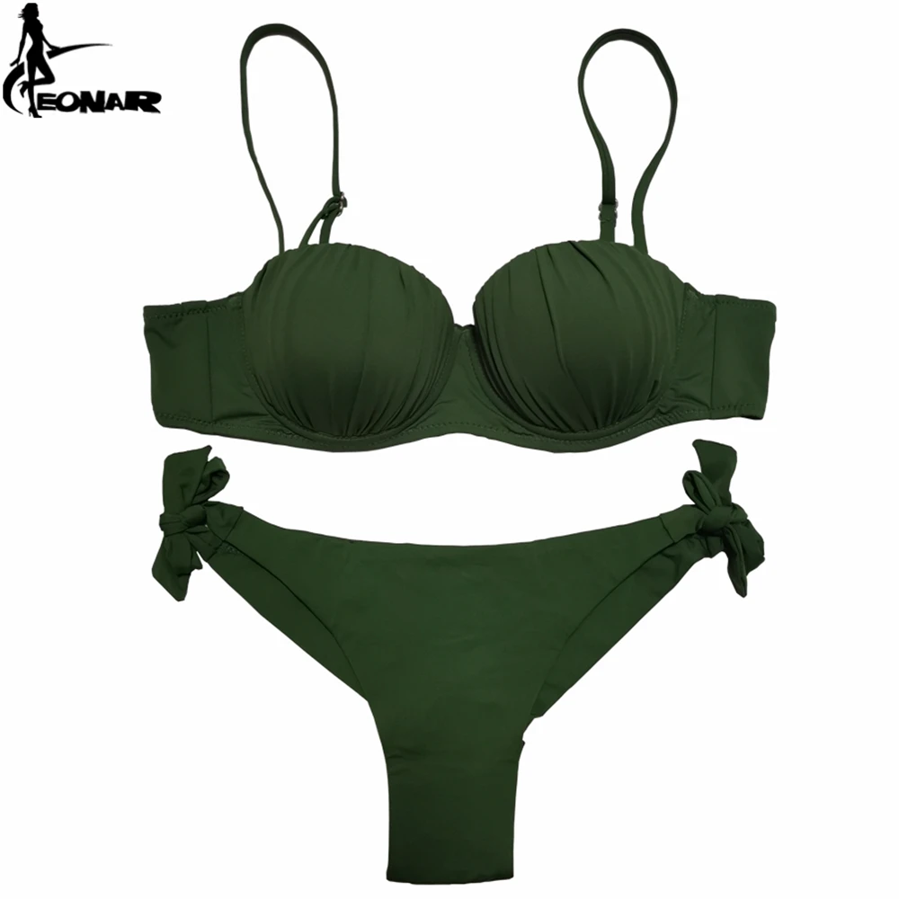 EONAR-Design ondulado dobrável feminino Fato de banho push up, conjunto brasileiro de biquíni cortado, trajes de banho ajustáveis, roupa de banho