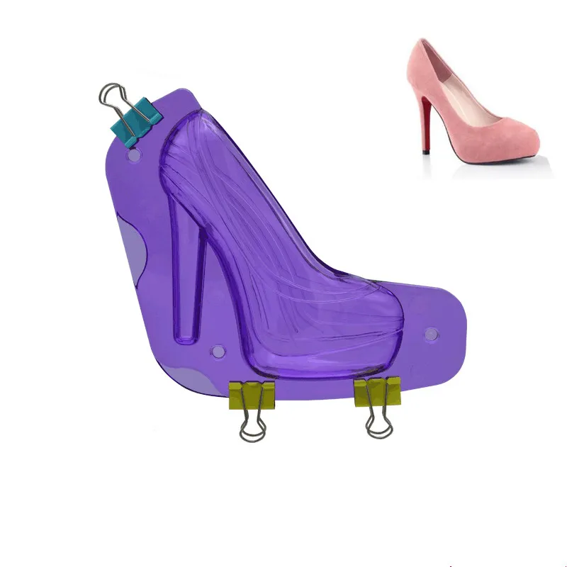 3D Purple Thick Bottom Ladies High Heel Chocolate Mold Reusable Baking Craft Fondant Cake Sugar Shape Crystal Mold