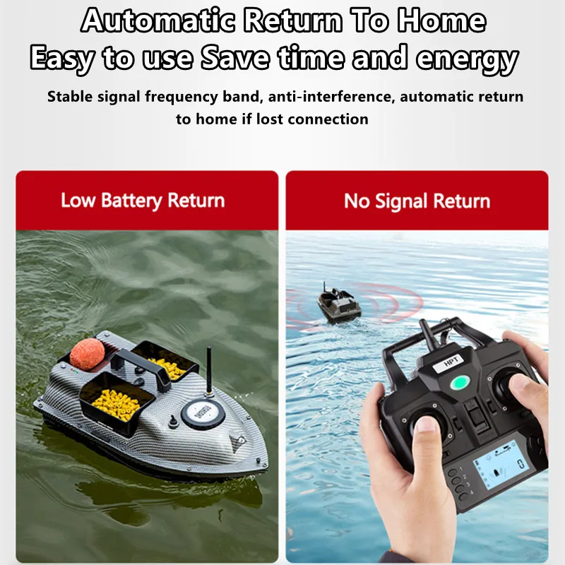 16 GPS Return Nesting Sonar Fish Finder RC Bait Boat 500M 2KG LCD Screen Waterproof Correction Yaw Remote Control Fishing Boat