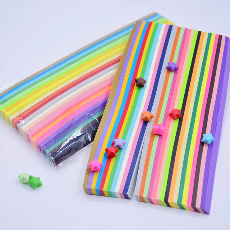 

1030PCS Making stars Craft papers strips candy color lucky star origami children DIY origami craft paper 27colors