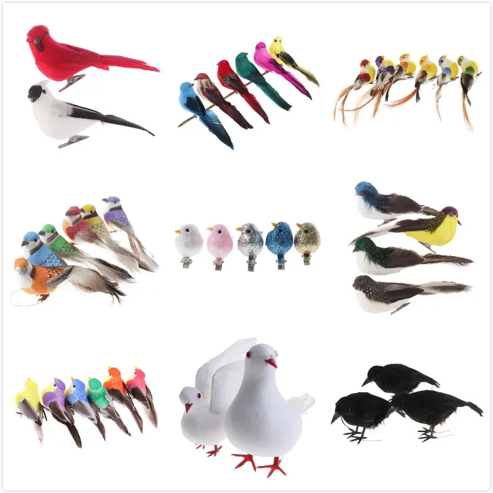 Foam Artificial Bird Flower Supplies For Wedding Christmas Tree Decoration DIY Scrapbooking Wreath Fake Flowers
