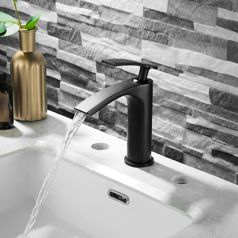 Becola Waterfall Basin Faucets Bathroom Cold And Hot Water Brass 4 Patterns Mixers Single Handle Deck Mounted Faucet