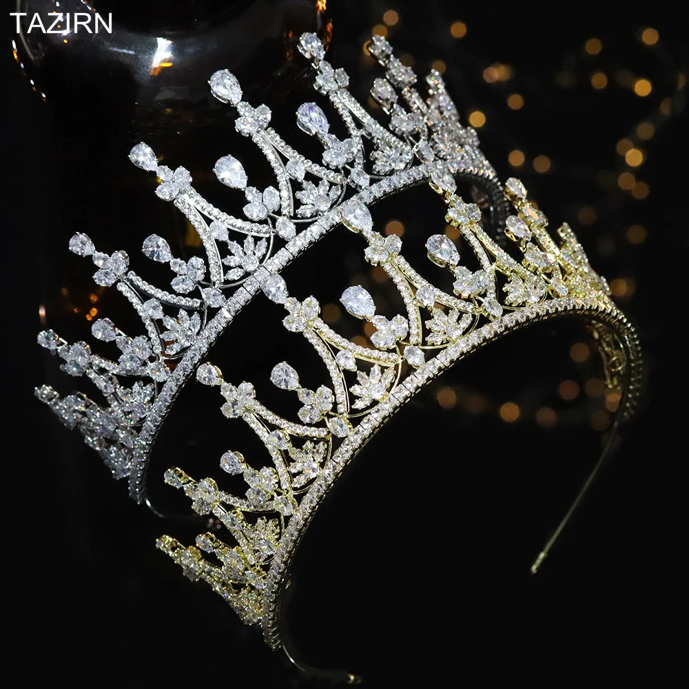 Fashion Full Cubic Zirconia Sweet 16 Princess Crowns Wedding Bridal Tiaras CZ Pageant Hair Jewelry Zircon Party Prom Headpieces