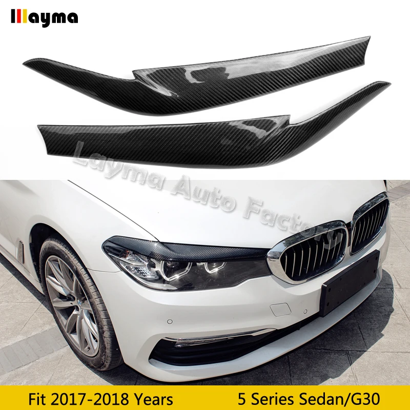 

Carbon Fiber Car Headligths Eyebrows For BMW 5 Series 525i 4Door Sedan 2017 2018 2019 2020 Front Lamp Decorative Eyelids G30