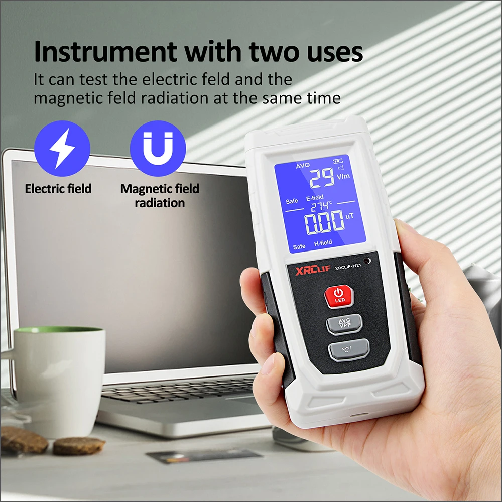 XRCLIF Electromagnetic Field Radiation Detector Tester Emf Meter Rechargeable Handheld Counter Emission Dosimeter Computer