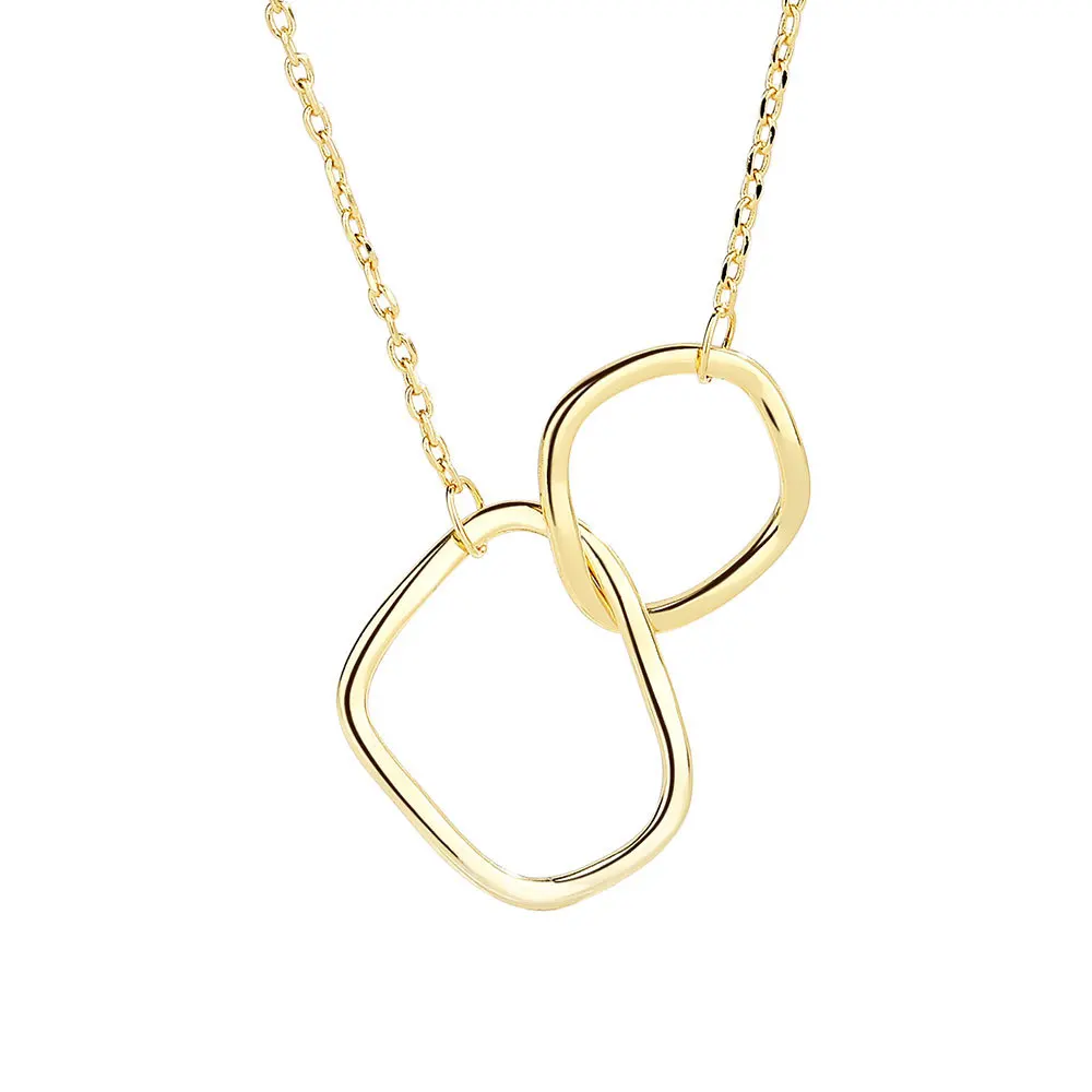 925 Kalung Perak Murni untuk Wanita Bentuk Lingkaran Berlapis Emas Trendi O Rantai Chocker Chirstama Hadiah Perhiasan Bagus