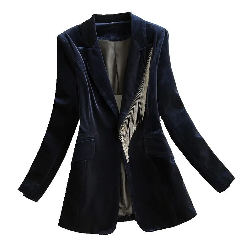 Giacca da abito in velluto oro nero femminile primavera e autunno temperamento auto-coltivazione moda cappotto Blazer nappa di fascia alta y901