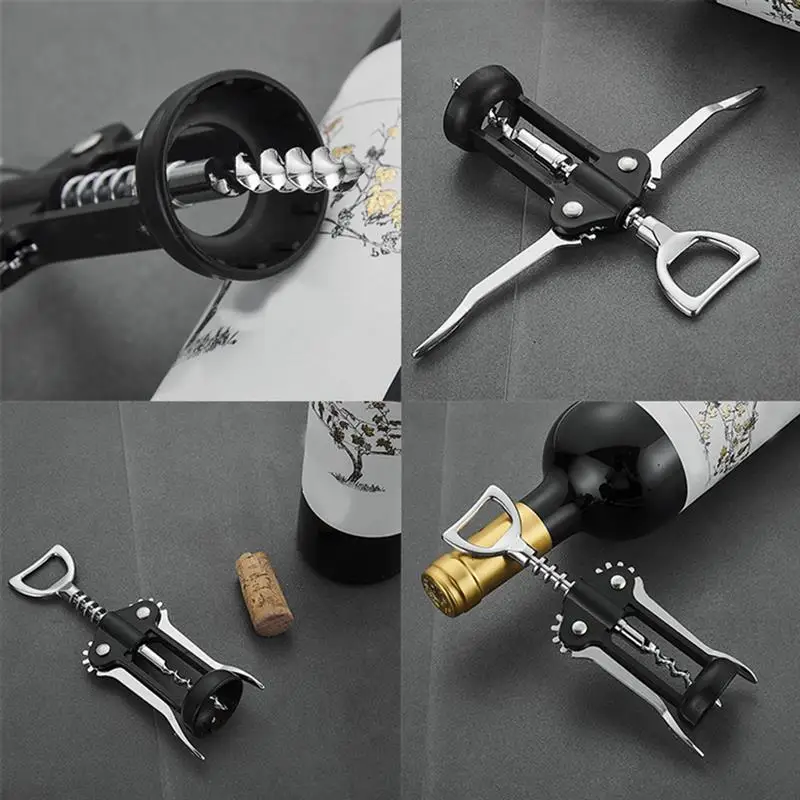 Portable Stainless Steel Red Wine Opener Wing Type Metal Wine Corkscrew Bottle Openers Corkscrews Wine Cork Remover