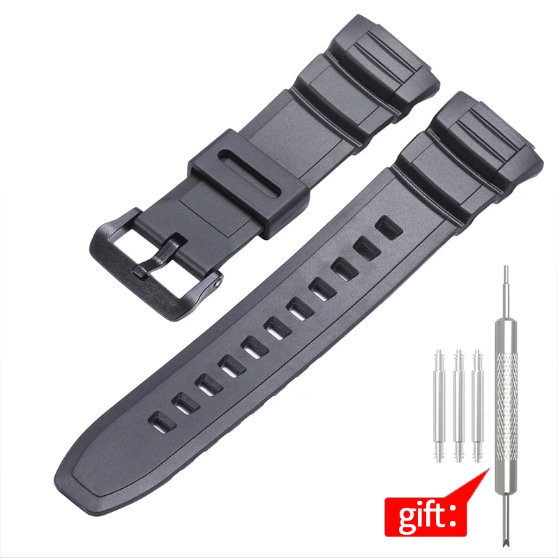 Homens Pin Buckle Strap Resina Pulseira, Acessórios Esportivos, Adequado para Casio W-S220, HDD-S100, MCW-100H, MCW-110H