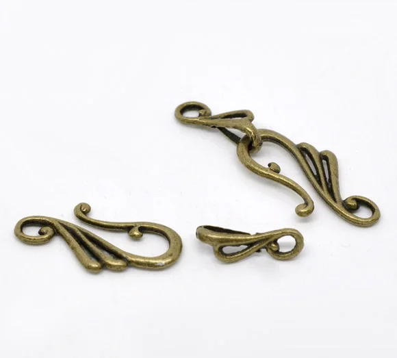 DoreenBeads 7 Sets Jewelry Findings Zinc Alloy Toggle Clasps Musical note Antique Bronze 25mmx13mm 16mmx5.5mm Hole:2.7mm 2.5mm