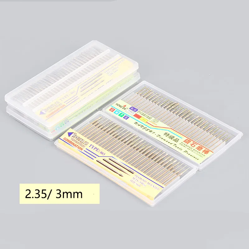 Jeu de têtes de meulage en diamant, fraises de sculpture revêtues, outil rotatif, grain de foret 120 tige 2.35/3mm pour accessoires d'outils Dremel 30 pièces