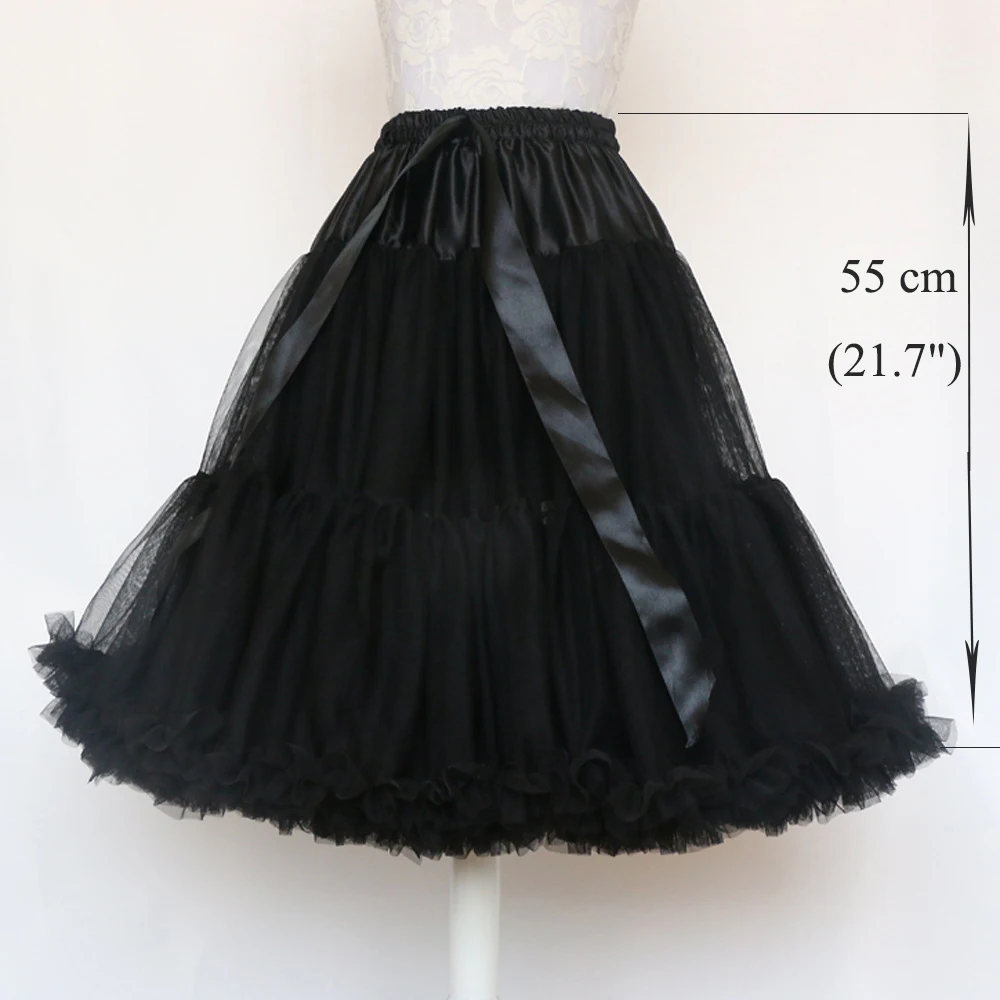 Robe de RhLolita en tulle pour femme, jupon court, sous-jupe balançoire, cosplay fille, robe de Rh, jupe tutu de ballet, Rockabilly, 55cm