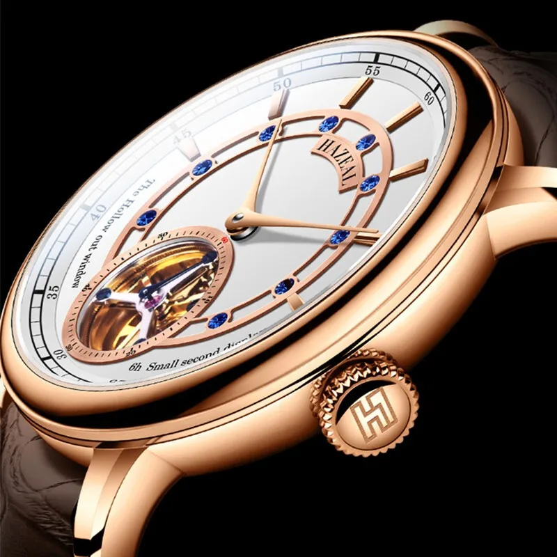 Модные наручные часы для мужчин, мужские автоматические часы HAZEAL man, роскошные механические наручные часы со скелетом, водонепроницаемые, relogio
