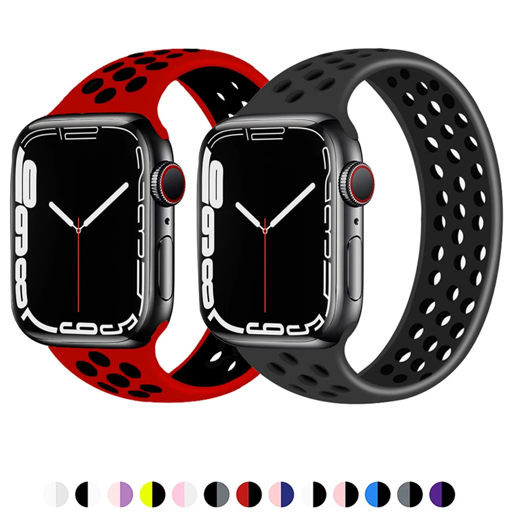 Solo Loop strap for Apple Watch Band 49 45 41 44 40 42 38 mm Breathable Elastic Silicone bracelet for iWatch ultra 8 7 6 5 4 3 2